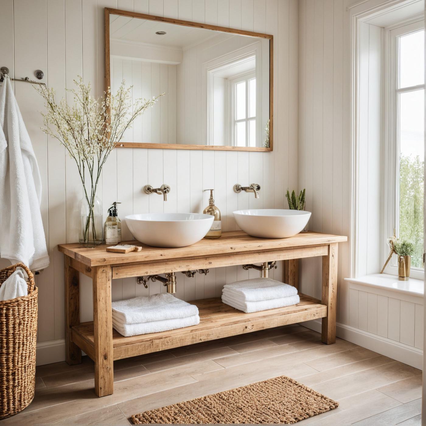 Meuble de salle de bain rustique à double lavabo avec bois de récupération, meuble-lavabo fabriqué à la main en bois de châtaignier, meubles de salle