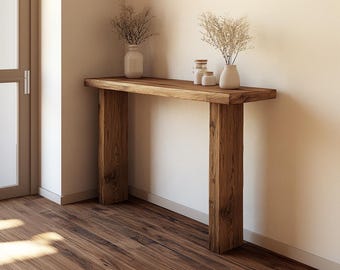 Rustic Reclaimed Wood Console Table for Entry, Rustic Farmhouse Narrow Console Table Handmade Entryway Sofa Table Entry Custom Solid Dresser
