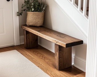Rustic Reclaimed Wood Bench, Farmhouse Solid Wood Entryway Bench ...