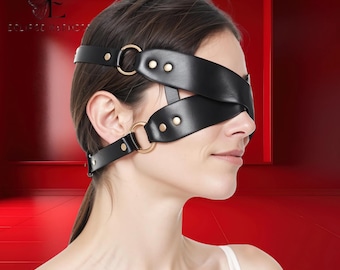 Blindfold Mask, Leather Costume Mask, Cosplay Mask for Adult, Blackout mask, Sensual Blind Mask, Cosplay Blindfold Masquerade Mask