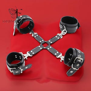 Bondage Restrain / Four Straps or Cuffs Options for Bed Restraints / Deattachable Restrain / Bondage Gear / Restraint Strap, Bed Restraints