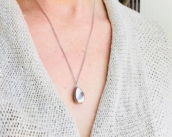 Cremation Urn Necklace for Pet or Human Ashes, Memorial Jewelry for Pet Loss, Sympathy Gift. Discreet Minimalist Silver, Rose Gold Pendant