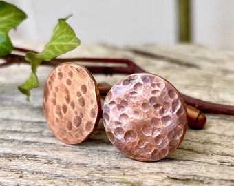 Boutons de manchette en cuivre martelé - Boutons de manchette en cuivre pour homme - Cadeau d'anniversaire en cuivre - Cadeaux de garçon d'honneur - 7e anniversaire - Cadeau pour fête de mariage