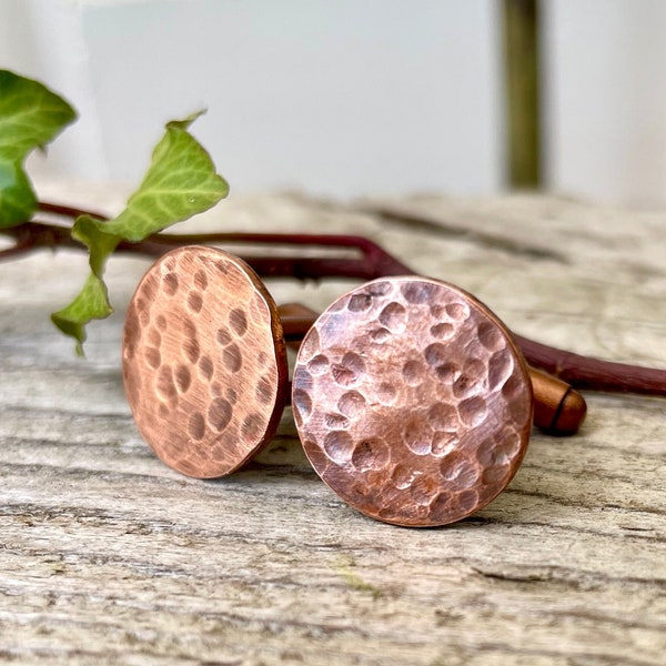Hammered Copper Cuff Links - Copper Cuff link for Men - Copper Anniversary Gift - Groomsman Gifts - 7th Anniversary - Gift for Wedding Party