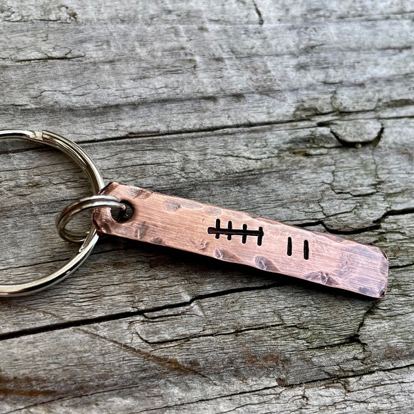 Custom Copper Anniversary Keychain - Tally Mark Keychain - Traditional 7th Anniversary Gift - Copper Keychain Hand Stamped - Copper Gifts