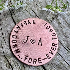 Copper Golf Ball Marker for 7th Anniversary - Custom Copper Gift for Golfer, Pocket Token, Traditional Copper Anniversary Gift for Him