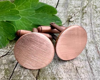 Massief koperen manchetknopen, 22e, 7e verjaardagscadeau voor man. Eenvoudige roségouden schakel mouw heren, aangepaste huwelijkssieraden, minimalistische stijl