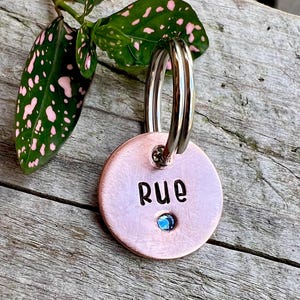 Small Dog ID Tag with Crystal - Birthstone Pet ID Tag - Puppy Name Tag with Gem, Rhinestone Cat Tag, Pet Collar with Crystals, Kitten Tag