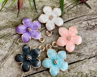 Dog Flower Tag Charm, Spring Pet ID, Metal Flower Pendant, Charms for Pets, Engraved Brass Pet ID Tag, Small Gold Dog Cat Collar Nametag