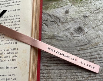 Segnalibro personalizzato in rame per anniversario, regalo personalizzato per il 7° e 22° matrimonio per moglie e marito, segnalibro con citazione, regalo per amanti dei libri, regalo per la lettura