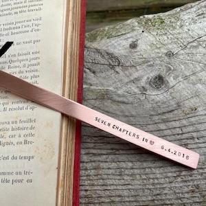 Copper Anniversary Bookmark, 7th Anniversary Gift Metal Bookmark Custom Quote Bookmark, Personalized Bookmark, Gift for Book Lovers image 1