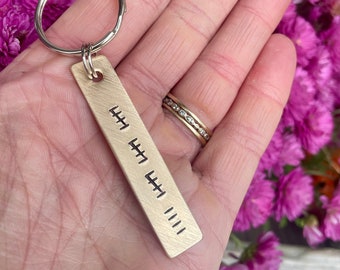 Personalized Bronze Keychain - Bronze Anniversary Gift - 19th Tally Mark Keychain - Traditional Nineteenth Anniversary Gift, Tally Gift