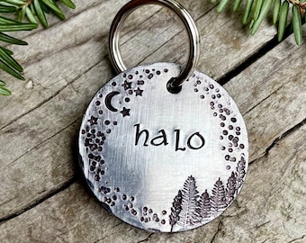 Personalized Dog Tag - Halo Forest / Gift for Pet Parent / Custom Pet ID Name Tag / Collar Charm for Harness / For Dogs New Puppy Gift