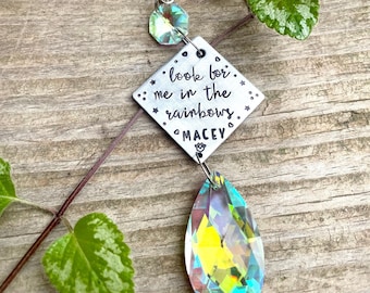 Personalized Pet Memorial Suncatcher, Loss of Pet Sympathy Gift | Custom Rainbow Bridge Keepsake, Dog, Cat Gift | Hand Stamped Pet Loss gift