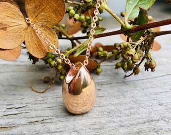 Rose Gold Teardrop Urn Ashes Necklace / Pet Loss Ash Cremation Jewelry, Cremains Memorial Jewelry for Her, Simple Urn Necklace in Rose Gold