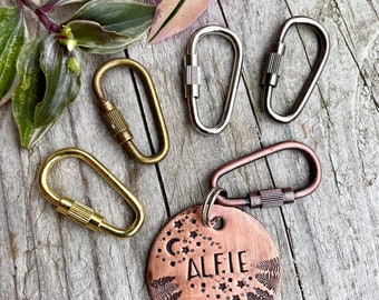 Dog Tag Carabiner | Dog Tag Clip for Collars | Screw Mini Carabiner for Pet Tag |  Tiny Pet Tag Clip | Purse Hardware | Easy Change Pet Tag