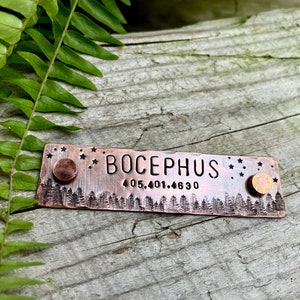 Rivet On Dog Tag Dog Collar Nameplate Personalized Pet ID Tag Dog Collar Quiet Tag Screw On Copper Jupiter Pet ID Tag image 1