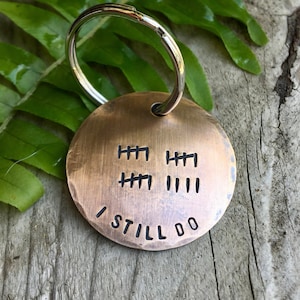 Custom Bronze 19th Anniversary Keychain - Personalized Tally Mark Keychain - Traditional 19th Anniversary Gift - Our Nineteenth - in Bronze