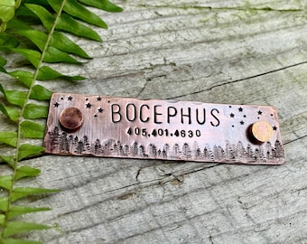 Rivet On Dog Tag - Dog Collar Nameplate - Personalized Pet ID Tag - Dog Collar Quiet Tag - Screw On Copper Jupiter Pet ID Tag