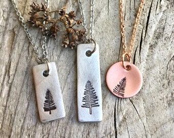 Pine Tree Necklace, Dainty Rose Gold Necklace, Evergreen Necklace, Gifts for Bridesmaid, By Your Side, Wilderness Jewelry, Fir Tree