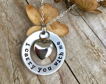 Necklace for Ashes - Pet Loss Sympathy Gift - Cremation Urn Necklace - Memorial Urn Necklace, Pet Loss Jewelry, I Carry You With Me