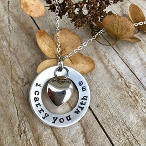 Cremation Urn Necklace - I Carry You With Me - Cremain Ash Urn Necklace, Pet Loss Jewelry, Simple Heart Urn Necklace