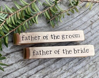 Father of the Bride Tie Clip - Father of the Groom Tie Clip - Gift for Father of the Bride - Personalized Tie Tack - Wedding Party Tie Bars