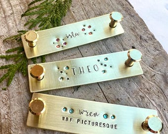 Aangepaste messing paardenhalster ID-naamplaatje, ruitercadeau, bling Tack naamplaatje, gepersonaliseerd messing hoofdstel of zadel-ID, ponyclub, dressuur