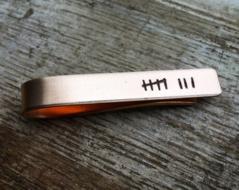 Bronze Anniversary Tie Bar / Tie Tack | 8th Anniversary Gift for Him |  Tally Mark Gift - Custom Tie Bar