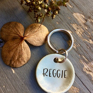 Personalized Dog Tag in Brass - Custom Brass Pet ID CollarTag - Brass Dog Tag - Gold Pet NameTag in 1&#39;&#39;