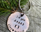 Personalized Bronze Father's Day Keychain w Kids Names- Custom Gift for New Dad, Hand Stamped Bronze, Unique Baby Gift for Papa, Grandpa