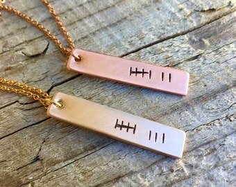 Custom Eighth Anniversary Necklace - Tally Mark Necklace - Traditional Bronze Anniversary Gift - 8th Anniversary Gift for Her