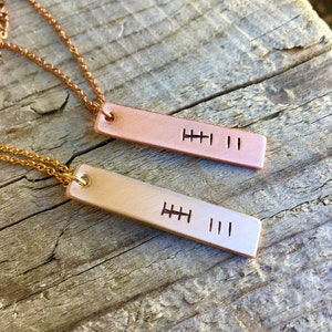 Custom Eighth Anniversary Necklace - Tally Mark Necklace - Traditional Bronze Anniversary Gift - 8th Anniversary Gift for Her