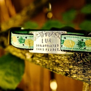 Silent Dog Tag - Slide on Dog Tag - Quiet Dog Tag - Custom Collar ID Slide  - Quiet Pet ID Tag - SMALL - in Copper, Brass or Aluminum