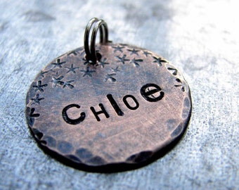 Custom Cat Tag / Puppy Tag / Small Dog Tag / Pet ID tag, in 3/4'' Weathered Bronze