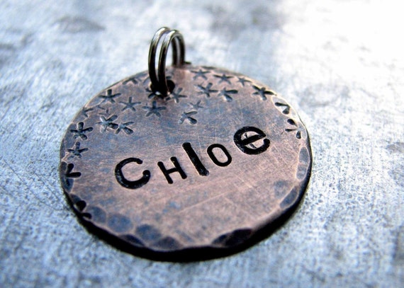 Custom Cat Tag / Puppy Tag / Small Dog Tag / Pet ID tag, in 3/4'' Weathered Bronze