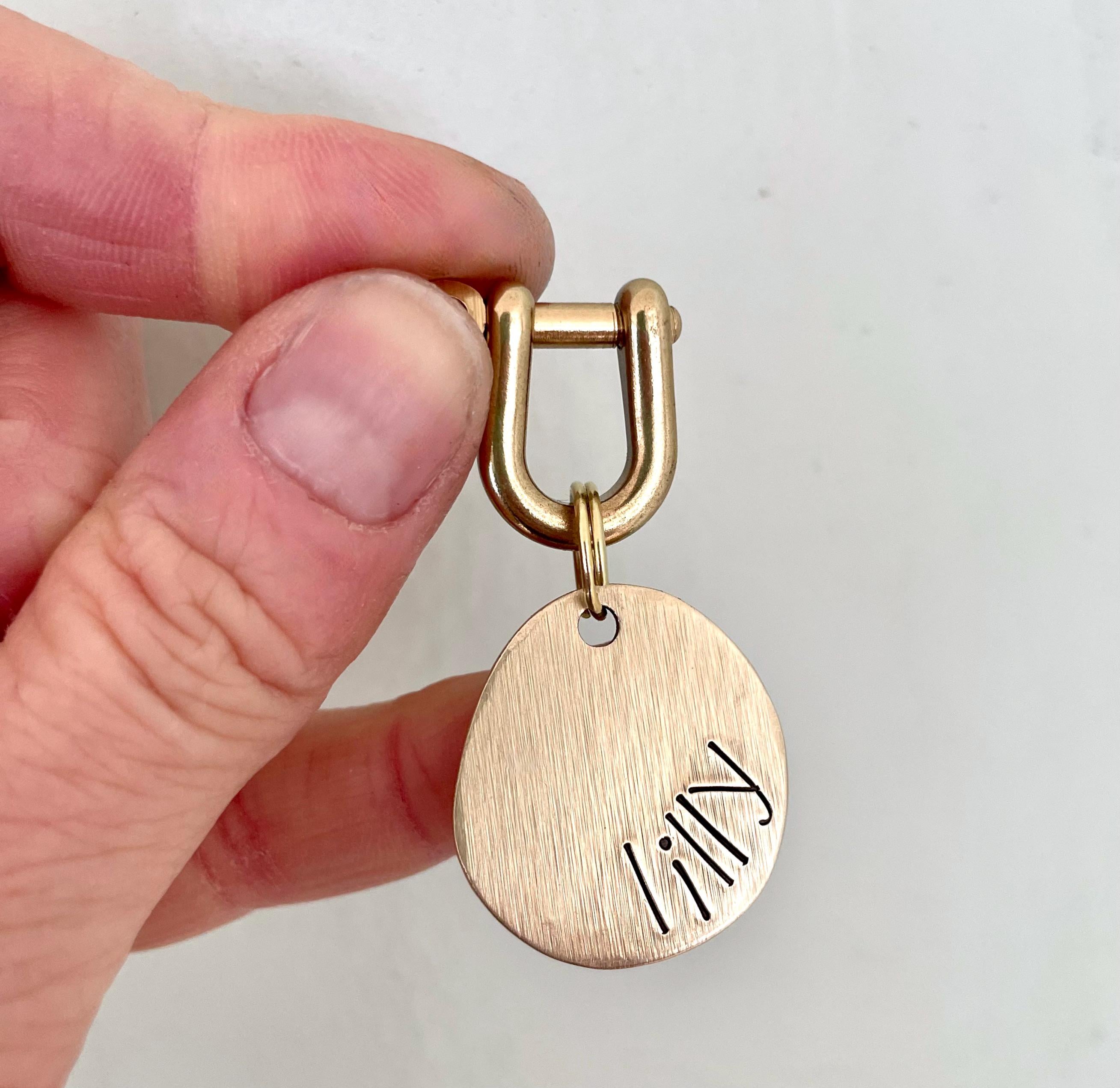 Brass Dog Tag Lock | Gold Pet ID Clip for Collars | Screw Clasp for Pet Tag |  Small Pet Tag Holder | Quick Collar Clip | Easy Change Clasp