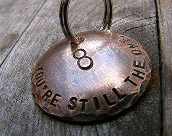 Custom 8th Anniversary Keychain - Bronze Anniversary Keychain - Eighth Anniversary - Our Eighth - in Bronze