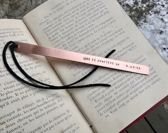 Aangepaste koperen bladwijzer 7e verjaardag, uniek gepersonaliseerd zevende cadeau voor vrouw, man. Citaatbladwijzer voor boekenliefhebber, leuk leescadeau