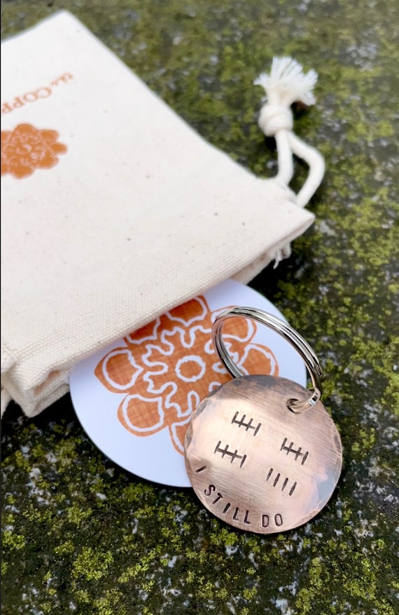 Custom Bronze 19th Anniversary Keychain - Personalized Tally Mark