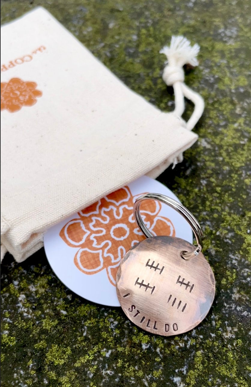 Custom Bronze 19th Anniversary Keychain - Personalized Tally Mark