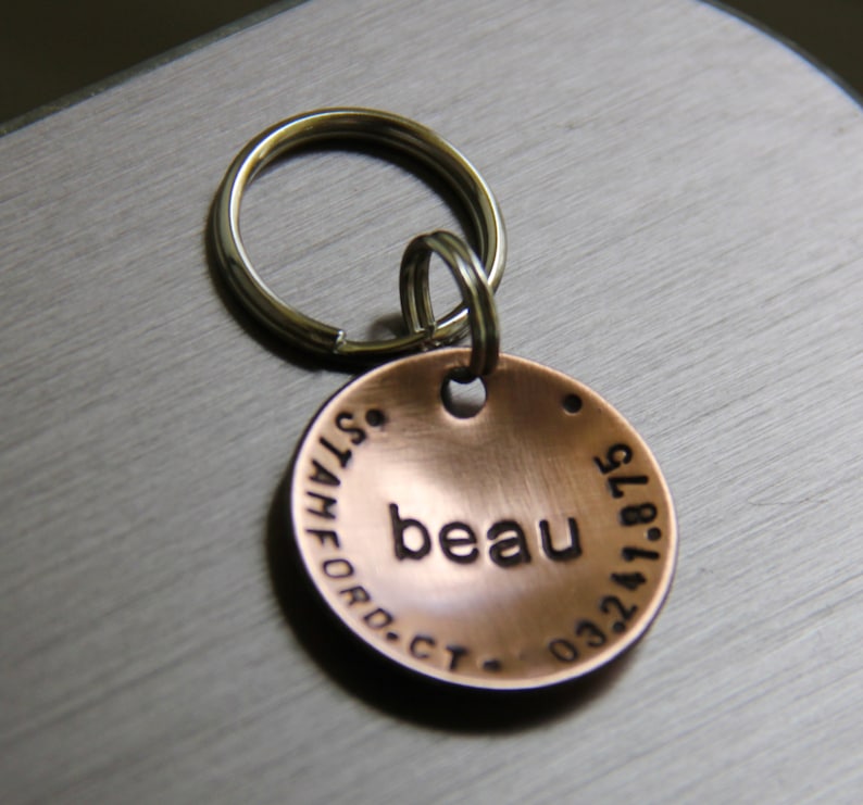 Custom Pet ID Tag Copper Dog Tag Dog Name Tag Beau in - Etsy