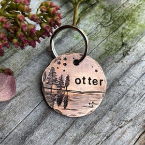 Custom Dog ID Tag / Personalized Pet Collar Name Tag - Metal Tag - Reflection Lake - Pet Parent Gift - in 1.25&#39;&#39;  Aluminum, Copper or Brass