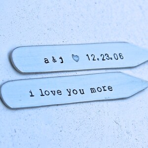 Custom Collar Stays / Engraved Collar Stiffeners Gift for Groom / Wedding Gift / Anniversary Gift in Nickel Silver image 6