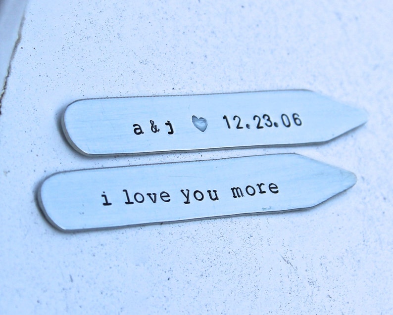Custom Collar Stays / Engraved Collar Stiffeners Gift for Groom / Wedding Gift / Anniversary Gift in Nickel Silver image 6