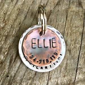 Custom Pet Tag - Dog ID Tag - Copper Dog Tag - Layered Dog Tag in Copper & Aluminum - Custom Pet Name Tag