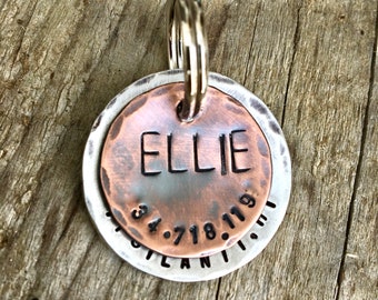 Custom Dog Tag | Custom Pet Tag | Dog Tag for Dogs - Metal Dog Tag - Layered Dog Tag - Custom Dog Tag, in Mixed Metal - Copper and Aluminum