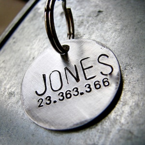 Custom Dog Tag / Metal Dog tag / Dog Tag for Dogs / Cat Tag - Pet ID Tag, Jones, in 1&#39;&#39; Brushed Aluminum