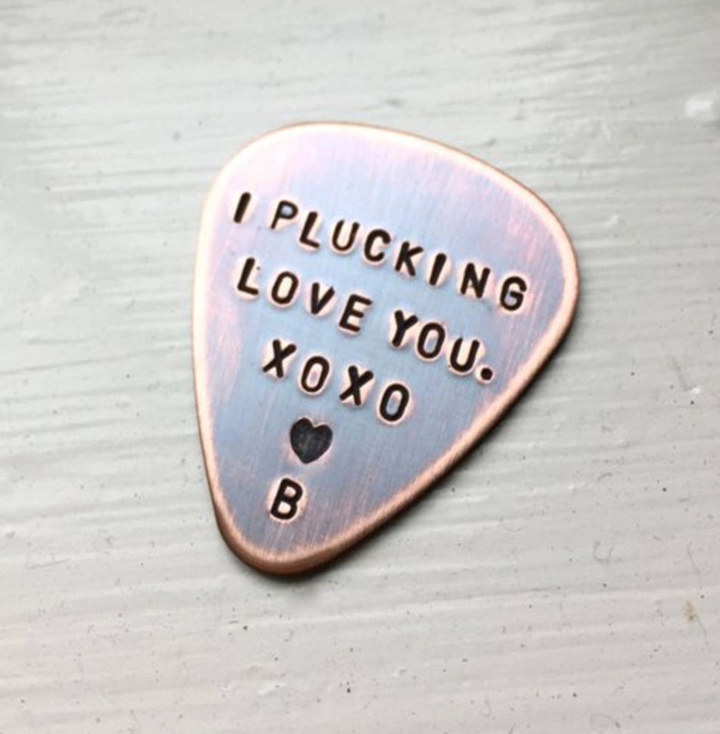 Custom Guitar Pick in Copper 7th Anniversary Gift For Him Personalized Copper Gift for Dad, Husband or Boyfriend image 2