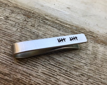 10th Anniversary Tie Bar / Tie Tack | 10th Anniversary Gift |  Traditional Anniversary - Tally Marks - Our Tenth